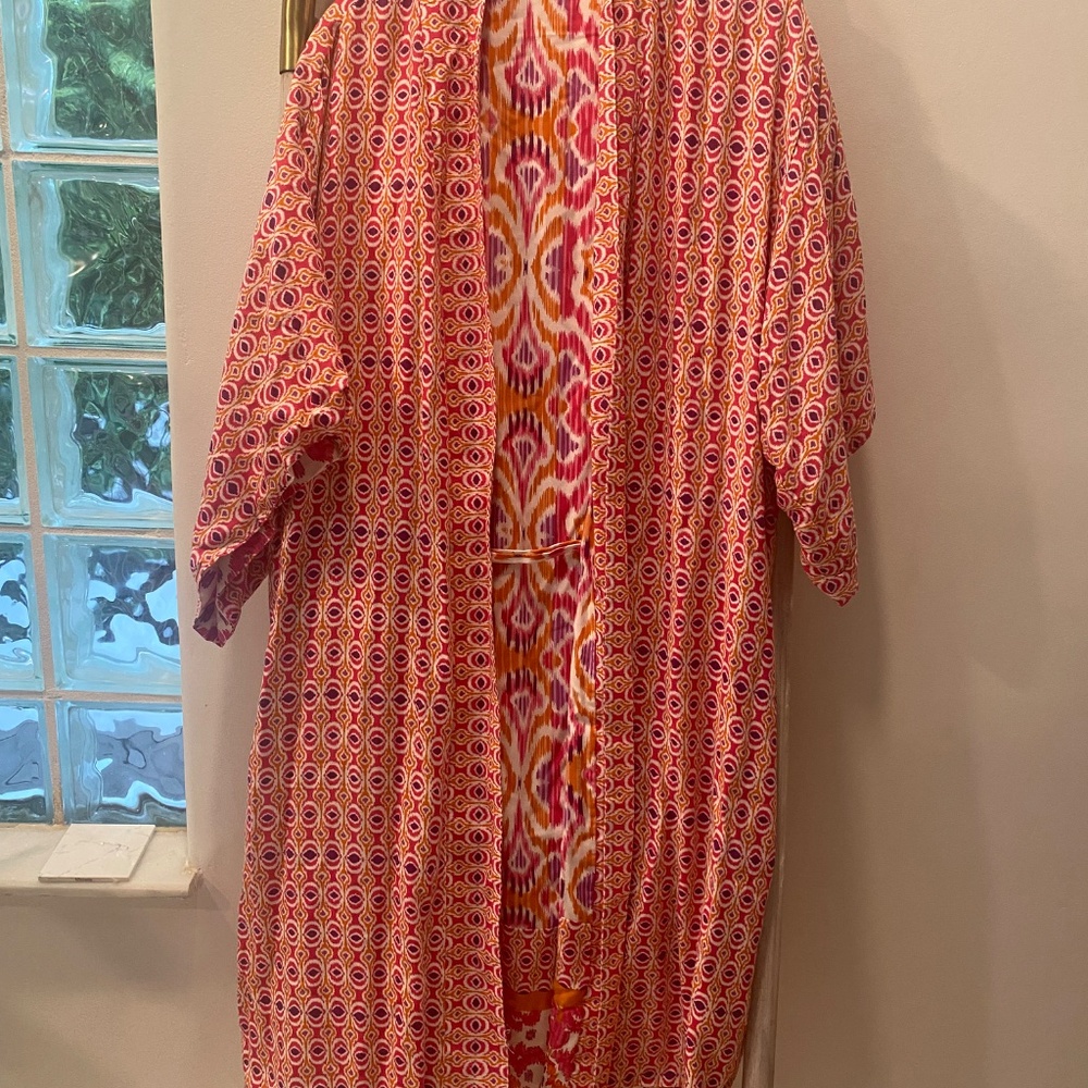 Christian Siriano Reversible Multicolored Kimono w Pockets Oversized Size M - Picture 3 of 6